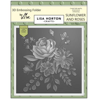 Lisa Horton Crafts 3D Embossing Folder - Sunflowers And Roses